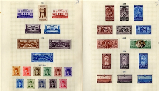 LARGE LOTS AND COLLECTIONS EGYPT 1914-58 collection on pages, 550+ different unused singles and sets, values to £1, Port Fouad complete set of four (50p thin), other commemoratives and regular...
