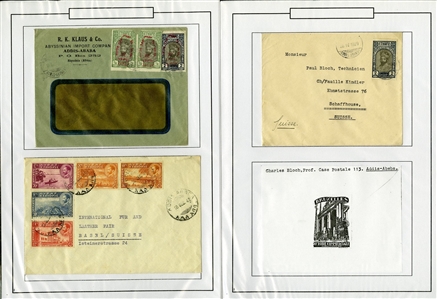 LARGE LOTS AND COLLECTIONS ETHIOPIA 1895-1990 balance of a collection in album, 300+ used and unused stamps, some complete sets, also 60+ covers and cards, picture postcards, stationery, etc.,...