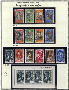 LARGE LOTS AND COLLECTIONS GERMANY -  WORLD WAR II Occupation Issues 1941-44 selection on pages, with Flemish Legion, including Kings sheetlets of four (n.h.), Walloon Legion (two sets),...