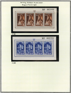 LARGE LOTS AND COLLECTIONS GERMANY -  WORLD WAR II Occupation Issues 1941-44 selection on pages, with Flemish Legion, including Kings sheetlets of four (n.h.), Walloon Legion (two sets),...