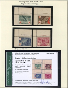 LARGE LOTS AND COLLECTIONS GERMANY -  WORLD WAR II Occupation Issues 1941-44 selection on pages, with Flemish Legion, including Kings sheetlets of four (n.h.), Walloon Legion (two sets),...