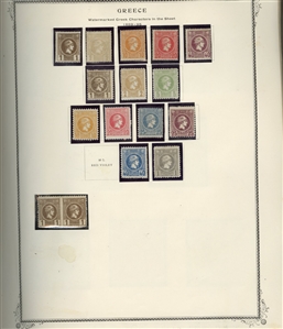 LARGE LOTS AND COLLECTIONS GREECE 1861-1967 collection in Scott Specialty album, good showing of Large and Small Hermes Heads, some blocks and varieties, few used, unused from 1896, Olympics...