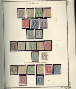 LARGE LOTS AND COLLECTIONS GREECE 1861-1967 collection in Scott Specialty album, good showing of Large and Small Hermes Heads, some blocks and varieties, few used, unused from 1896, Olympics...
