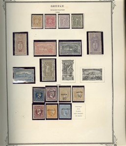 LARGE LOTS AND COLLECTIONS GREECE 1861-1967 collection in Scott Specialty album, good showing of Large and Small Hermes Heads, some blocks and varieties, few used, unused from 1896, Olympics...