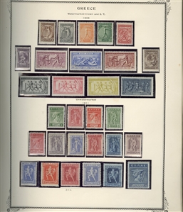 LARGE LOTS AND COLLECTIONS GREECE 1861-1967 collection in Scott Specialty album, good showing of Large and Small Hermes Heads, some blocks and varieties, few used, unused from 1896, Olympics...