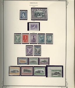 LARGE LOTS AND COLLECTIONS GREECE 1861-1967 collection in Scott Specialty album, good showing of Large and Small Hermes Heads, some blocks and varieties, few used, unused from 1896, Olympics...