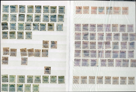 LARGE LOTS AND COLLECTIONS HONG KONG 1862-1960 collection of hundreds in stock book, mostly used Victoria, values to 96c, also Stamp Duty $3, also overprints and handstamps S D, numerous...