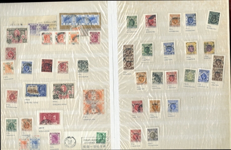 LARGE LOTS AND COLLECTIONS HONG KONG 1863-1954 cancelations, collection of 300+ stamps, Victoria-George V, many identified on pieces, used in the various British Post Offices in China/Treaty...