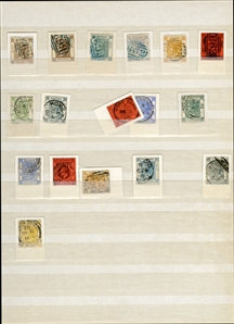 LARGE LOTS AND COLLECTIONS HONG KONG 1863-1954 cancelations, collection of 300+ stamps, Victoria-George V, many identified on pieces, used in the various British Post Offices in China/Treaty...