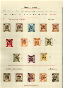 LARGE LOTS AND COLLECTIONS JORDAN 1920-1950 predominantly unused old-time collection written up on album leaves, wealth of better items commencing with 1920 (Nov.) issue perf. 15x14 to 5p and...