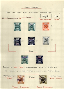 LARGE LOTS AND COLLECTIONS JORDAN 1920-1950 predominantly unused old-time collection written up on album leaves, wealth of better items commencing with 1920 (Nov.) issue perf. 15x14 to 5p and...