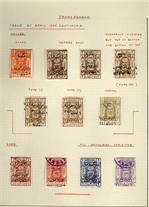 LARGE LOTS AND COLLECTIONS JORDAN 1920-1950 predominantly unused old-time collection written up on album leaves, wealth of better items commencing with 1920 (Nov.) issue perf. 15x14 to 5p and...