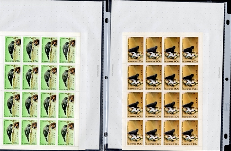 LARGE LOTS AND COLLECTIONS NORTH KOREA 1967-77 unissued, selection of 23 different sheets of 25, 20 or 18, all complete sets, including Space, Chess, Tennis, Propaganda issues, Butterflies,...