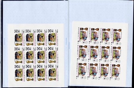 LARGE LOTS AND COLLECTIONS NORTH KOREA 1967-77 unissued, selection of 23 different sheets of 25, 20 or 18, all complete sets, including Space, Chess, Tennis, Propaganda issues, Butterflies,...