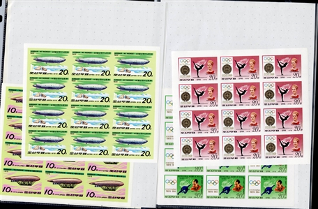 LARGE LOTS AND COLLECTIONS NORTH KOREA 1967-77 unissued, selection of 23 different sheets of 25, 20 or 18, all complete sets, including Space, Chess, Tennis, Propaganda issues, Butterflies,...