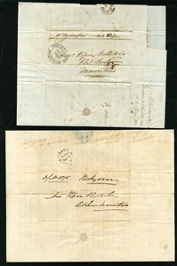 LARGE LOTS AND COLLECTIONS MAURITIUS 1849-62 original correspondence of 93 FLs, all incoming mail to Pippon Bell & Co in Port Louis, Mauritius, mostly from London, Liverpool, Calcutta, etc.,...