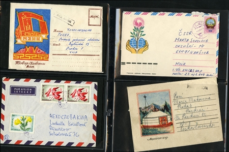 LARGE LOTS AND COLLECTIONS MONGOLIA 1950s-70s collection of 140 covers (including a few postcards), variety of frankings, mostly commercial mail to Czechoslovakia, some registered, occasional...
