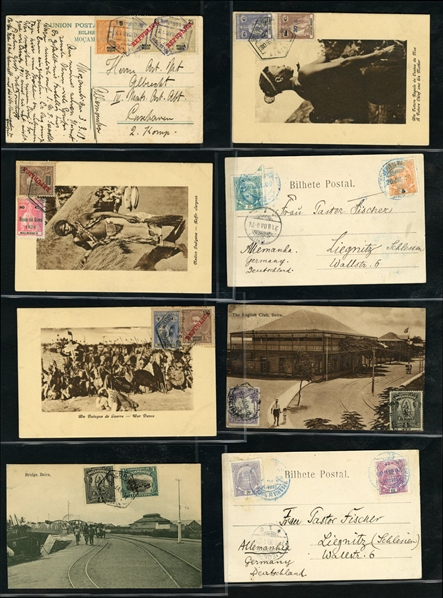 LARGE LOTS AND COLLECTIONS PORTUGAL 1900-15 collection of 48 covers or cards, mostly Mozambique, interesting variety of frankings, some picture postcards with native scenes, also Cape Verde,...