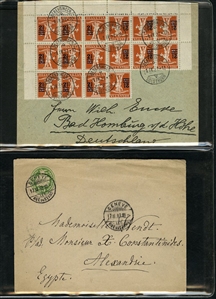 LARGE LOTS AND COLLECTIONS SWITZERLAND (119) 1853-1938 selection of 15 better items with 1853 cover franked 5rp blue & red, 1859 Sitting Helvetia 15r on cover, 1919 50c Air Post overprint on...