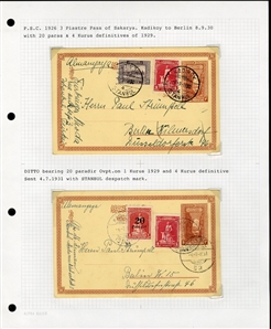 LARGE LOTS AND COLLECTIONS TURKEY 1880-1920 Ottoman Empire, selection of 81 stationery items and covers, used and unused, written up on album leaves with wealth of cancelations and markings to...
