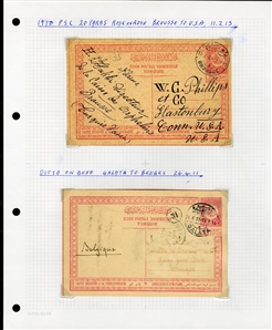 LARGE LOTS AND COLLECTIONS TURKEY 1880-1920 Ottoman Empire, selection of 81 stationery items and covers, used and unused, written up on album leaves with wealth of cancelations and markings to...