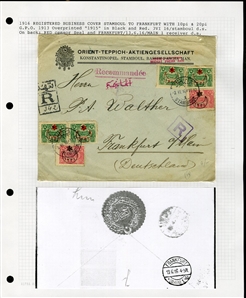 LARGE LOTS AND COLLECTIONS TURKEY 1880-1920 Ottoman Empire, selection of 81 stationery items and covers, used and unused, written up on album leaves with wealth of cancelations and markings to...
