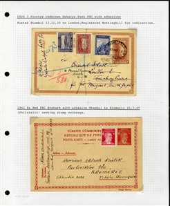 LARGE LOTS AND COLLECTIONS TURKEY 1880-1920 Ottoman Empire, selection of 81 stationery items and covers, used and unused, written up on album leaves with wealth of cancelations and markings to...