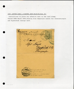 LARGE LOTS AND COLLECTIONS TURKEY 1880-1920 Ottoman Empire, selection of 81 stationery items and covers, used and unused, written up on album leaves with wealth of cancelations and markings to...