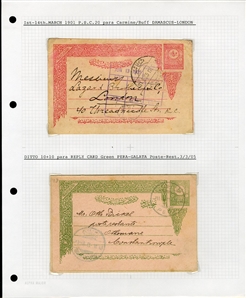 LARGE LOTS AND COLLECTIONS TURKEY 1880-1920 Ottoman Empire, selection of 81 stationery items and covers, used and unused, written up on album leaves with wealth of cancelations and markings to...