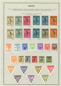 LARGE LOTS AND COLLECTIONS URUGUAY 1912-72 collection on pages, virtually complete, regular issues and commemoratives, Air Post Albatross, Pegasus, also, back of the book, Postage Dues,...