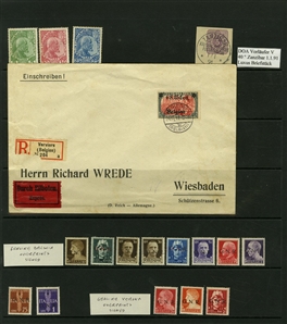 LARGE LOTS AND COLLECTIONS WORLDWIDE COLLECTIONS and BALANCES 1865-1933 balance of a consignment on stock cards and album pages, United States 50c Zeppelin (C18) pair n.h., 1922-26 2c...