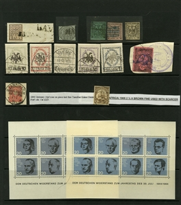 LARGE LOTS AND COLLECTIONS WORLDWIDE COLLECTIONS and BALANCES 1865-1933 balance of a consignment on stock cards and album pages, United States 50c Zeppelin (C18) pair n.h., 1922-26 2c...