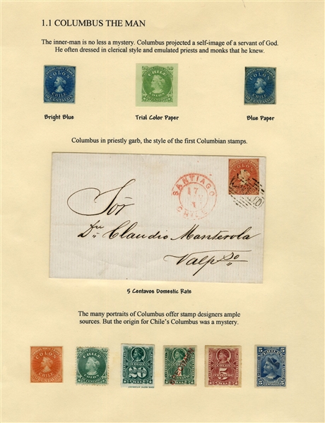 LARGE LOTS AND COLLECTIONS Worldwide Topicals 1869-1893 Christopher Columbus and Columbian Exposition, exhibit collection on 112 pages, showing an impressive array of stamps, proofs, Specimen...