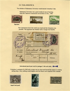 LARGE LOTS AND COLLECTIONS Worldwide Topicals 1869-1893 Christopher Columbus and Columbian Exposition, exhibit collection on 112 pages, showing an impressive array of stamps, proofs, Specimen...