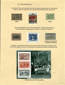 LARGE LOTS AND COLLECTIONS Worldwide Topicals 1869-1893 Christopher Columbus and Columbian Exposition, exhibit collection on 112 pages, showing an impressive array of stamps, proofs, Specimen...