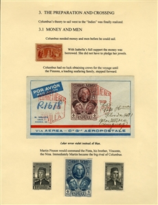LARGE LOTS AND COLLECTIONS Worldwide Topicals 1869-1893 Christopher Columbus and Columbian Exposition, exhibit collection on 112 pages, showing an impressive array of stamps, proofs, Specimen...