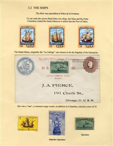 LARGE LOTS AND COLLECTIONS Worldwide Topicals 1869-1893 Christopher Columbus and Columbian Exposition, exhibit collection on 112 pages, showing an impressive array of stamps, proofs, Specimen...