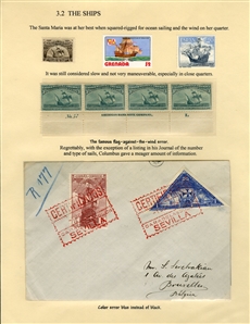 LARGE LOTS AND COLLECTIONS Worldwide Topicals 1869-1893 Christopher Columbus and Columbian Exposition, exhibit collection on 112 pages, showing an impressive array of stamps, proofs, Specimen...