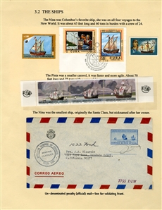 LARGE LOTS AND COLLECTIONS Worldwide Topicals 1869-1893 Christopher Columbus and Columbian Exposition, exhibit collection on 112 pages, showing an impressive array of stamps, proofs, Specimen...