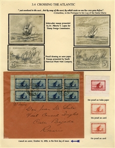 LARGE LOTS AND COLLECTIONS Worldwide Topicals 1869-1893 Christopher Columbus and Columbian Exposition, exhibit collection on 112 pages, showing an impressive array of stamps, proofs, Specimen...