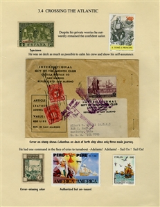 LARGE LOTS AND COLLECTIONS Worldwide Topicals 1869-1893 Christopher Columbus and Columbian Exposition, exhibit collection on 112 pages, showing an impressive array of stamps, proofs, Specimen...