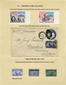 LARGE LOTS AND COLLECTIONS Worldwide Topicals 1869-1893 Christopher Columbus and Columbian Exposition, exhibit collection on 112 pages, showing an impressive array of stamps, proofs, Specimen...
