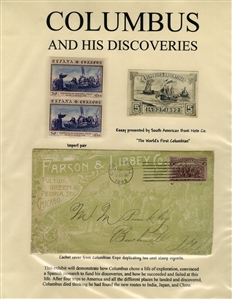 LARGE LOTS AND COLLECTIONS Worldwide Topicals 1869-1893 Christopher Columbus and Columbian Exposition, exhibit collection on 112 pages, showing an impressive array of stamps, proofs, Specimen...
