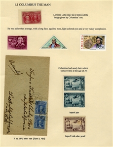 LARGE LOTS AND COLLECTIONS Worldwide Topicals 1869-1893 Christopher Columbus and Columbian Exposition, exhibit collection on 112 pages, showing an impressive array of stamps, proofs, Specimen...