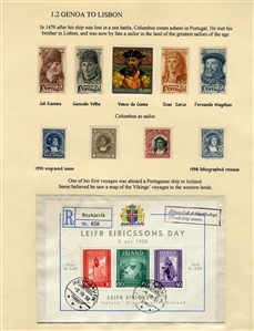 LARGE LOTS AND COLLECTIONS Worldwide Topicals 1869-1893 Christopher Columbus and Columbian Exposition, exhibit collection on 112 pages, showing an impressive array of stamps, proofs, Specimen...
