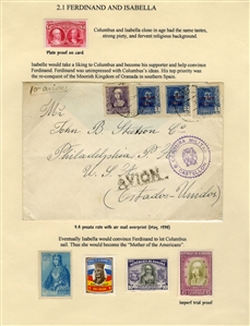 LARGE LOTS AND COLLECTIONS Worldwide Topicals 1869-1893 Christopher Columbus and Columbian Exposition, exhibit collection on 112 pages, showing an impressive array of stamps, proofs, Specimen...