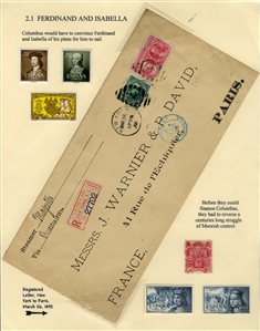 LARGE LOTS AND COLLECTIONS Worldwide Topicals 1869-1893 Christopher Columbus and Columbian Exposition, exhibit collection on 112 pages, showing an impressive array of stamps, proofs, Specimen...