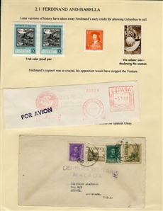 LARGE LOTS AND COLLECTIONS Worldwide Topicals 1869-1893 Christopher Columbus and Columbian Exposition, exhibit collection on 112 pages, showing an impressive array of stamps, proofs, Specimen...