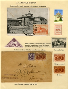 LARGE LOTS AND COLLECTIONS Worldwide Topicals 1869-1893 Christopher Columbus and Columbian Exposition, exhibit collection on 112 pages, showing an impressive array of stamps, proofs, Specimen...