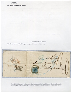 LARGE LOTS AND COLLECTIONS WORLDWIDE COVERS and POSTAL HISTORY 1849-1862 First Issue stamps on cover, selection on exhibit pages, showing Austria 1850 1kr yellow on FL from Wien to Graz, 2kr...